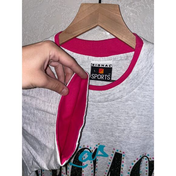 Vintage Las Vegas Shirt Signal Sports Tee 90s Neon Tourist Graphic Ringer Large - Picture 8 of 13